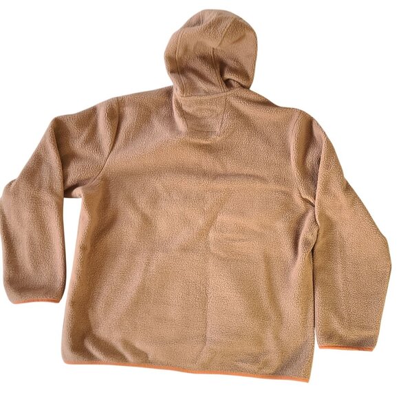Mountain & Isles Tan And Navy Hooded Fleece Pullover Jacket XL 1/4 Zip Hoodie - Picture 2 of 8